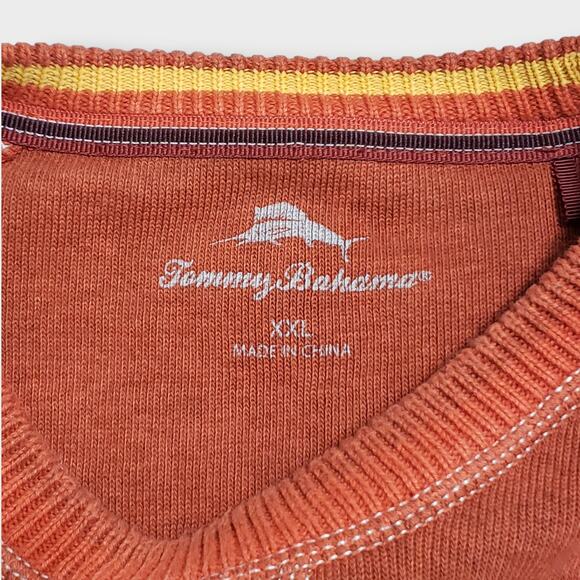 Tommy Bahama Mens Colorblock Raglan Crewneck Sweater Orange Sz XXL Preppy Retro - Picture 7 of 12